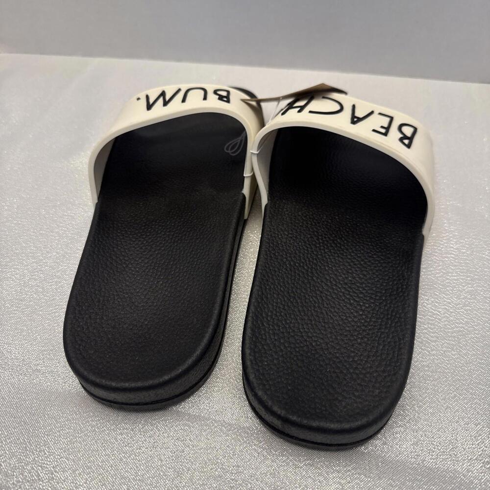 Rae Dunn Beach Bum Black & White Slip On Sandals NWT Size 10 - Picture 3 of 5